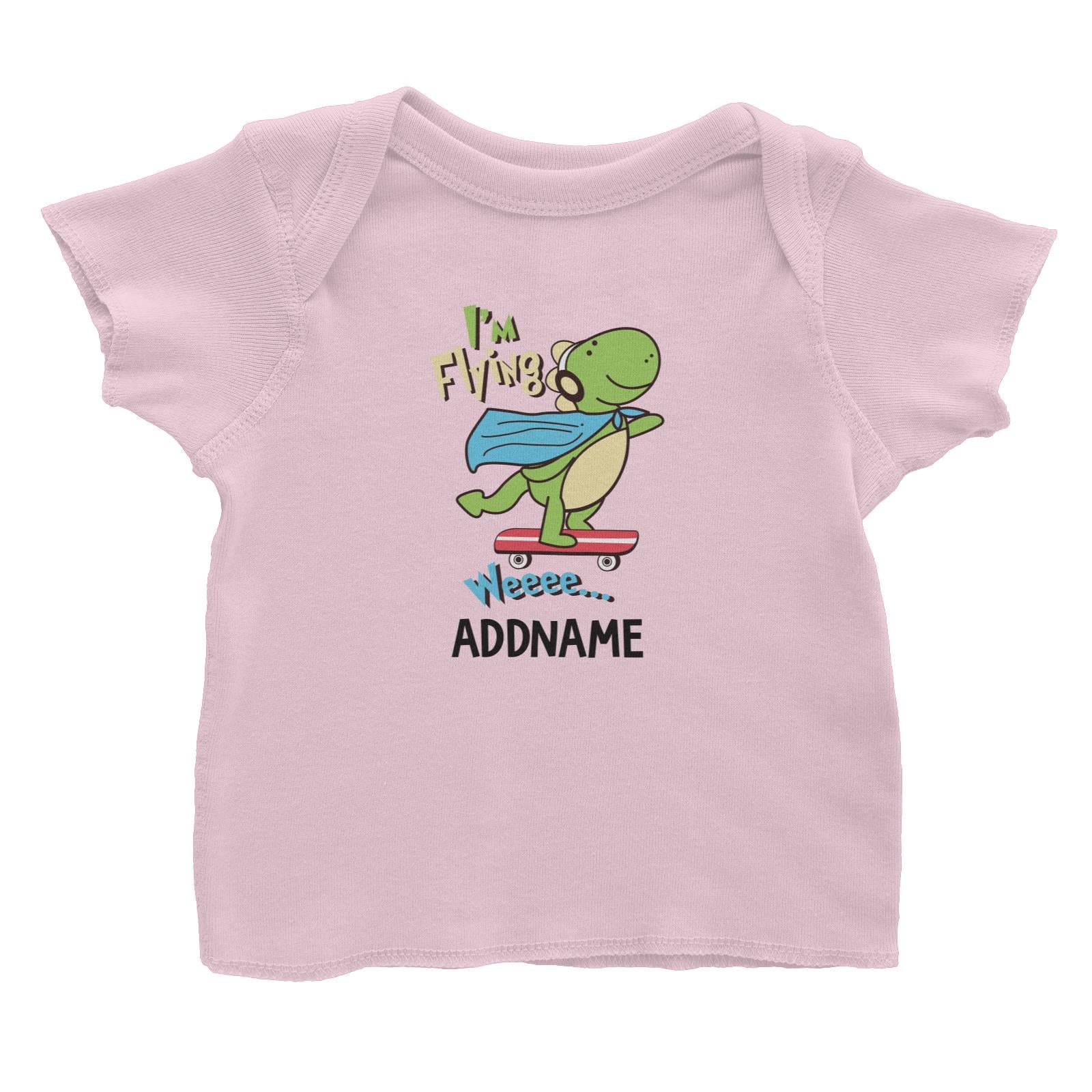 Cool Vibrant Series I'm Flying Dinosaur on Skateboard Addname Baby T-Shirt