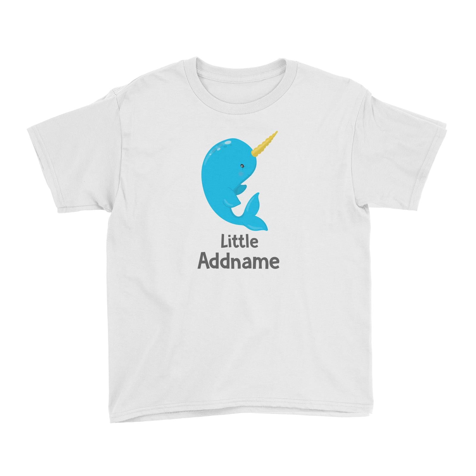 Arctic Animals Little Narwal Unicorn Whale Addname Kid's T-Shirt