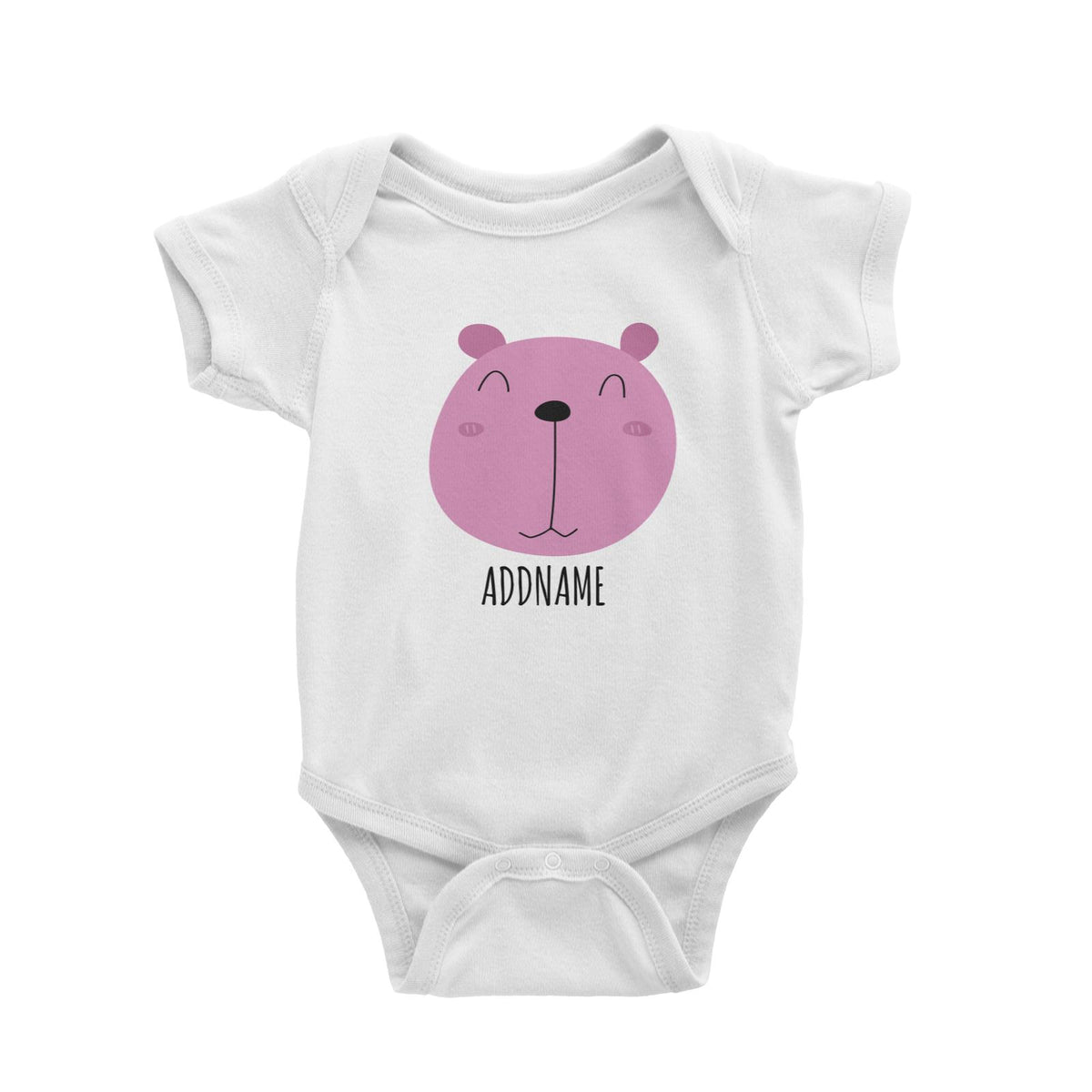 Bear Head White White Baby Romper