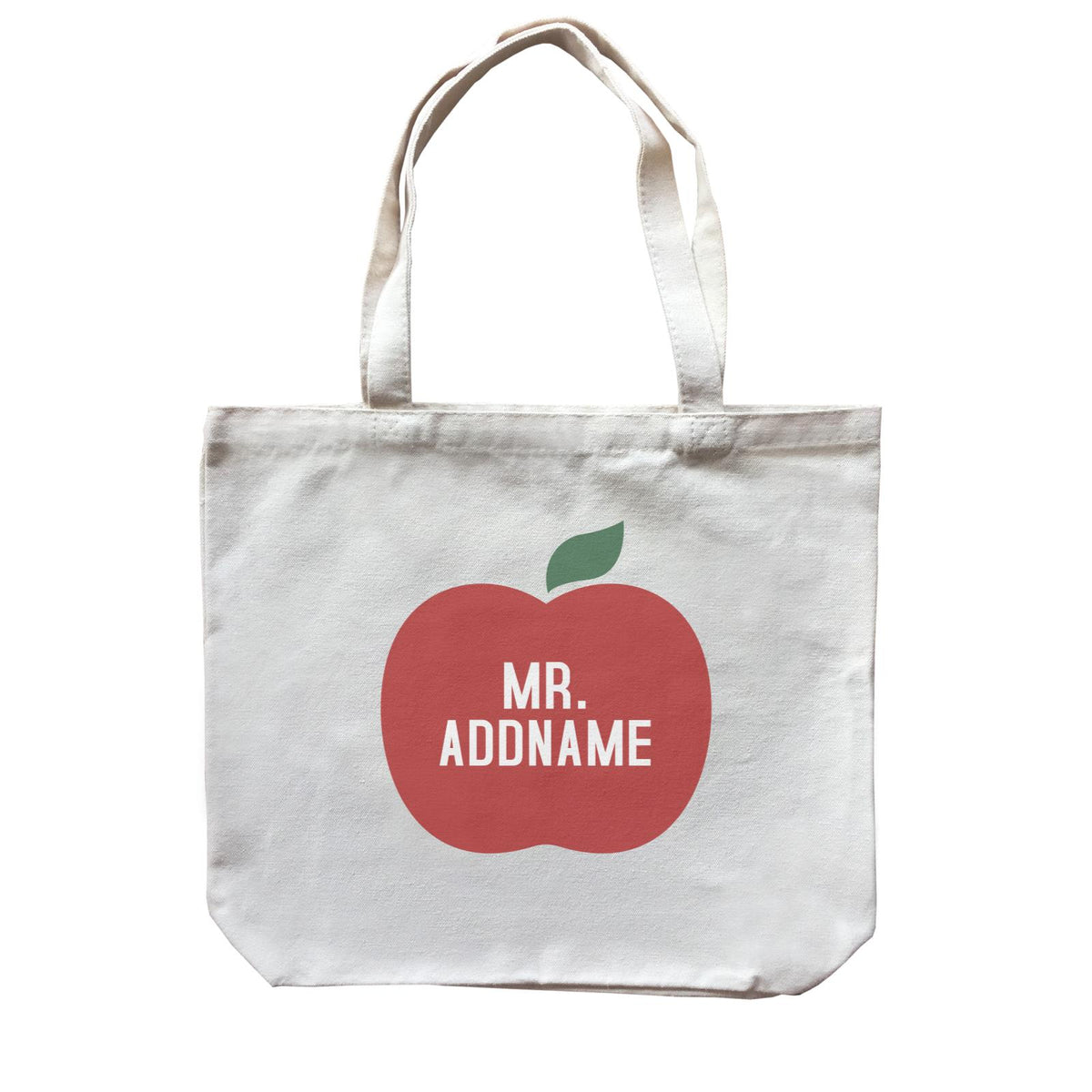 Teacher Addname Big Red Apple Mr. Addname Canvas Bag