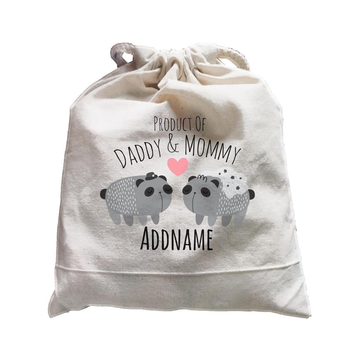 Drawn Mom &amp; Dad Love Panda Addname Satchel