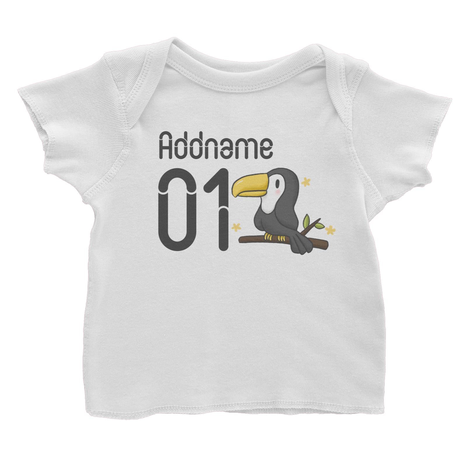 Name and Number Cute Hand Drawn Style Toucan Baby T-Shirt