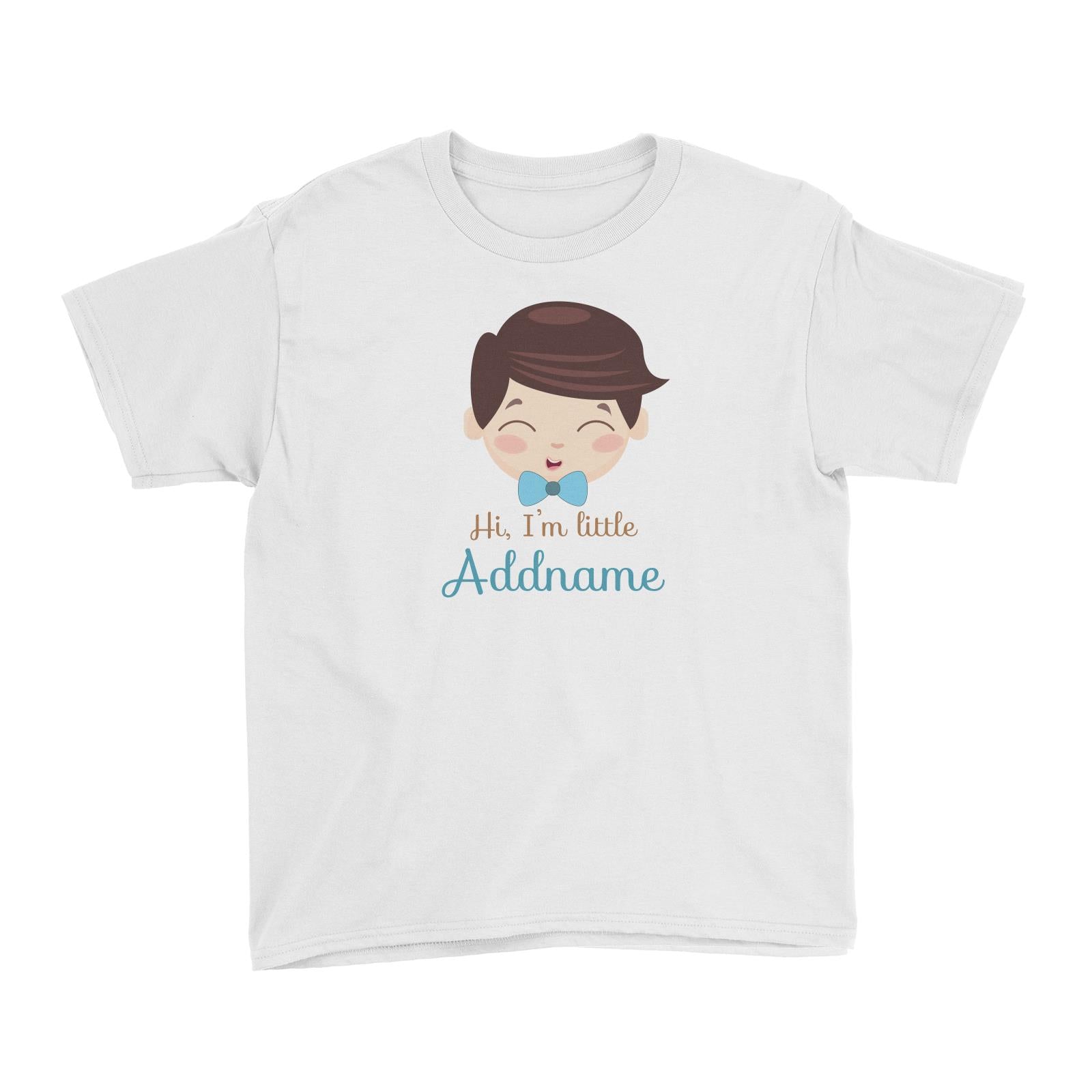 Cute Boy with Blue Bow Hi I Am Little Addname Kid's T-Shirt