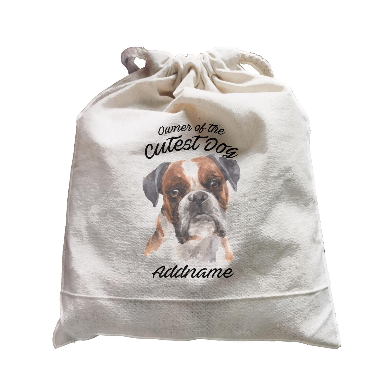 Watercolor Dog Owner Of The Cutest Dog Boxer Black Ears Addname Satchel