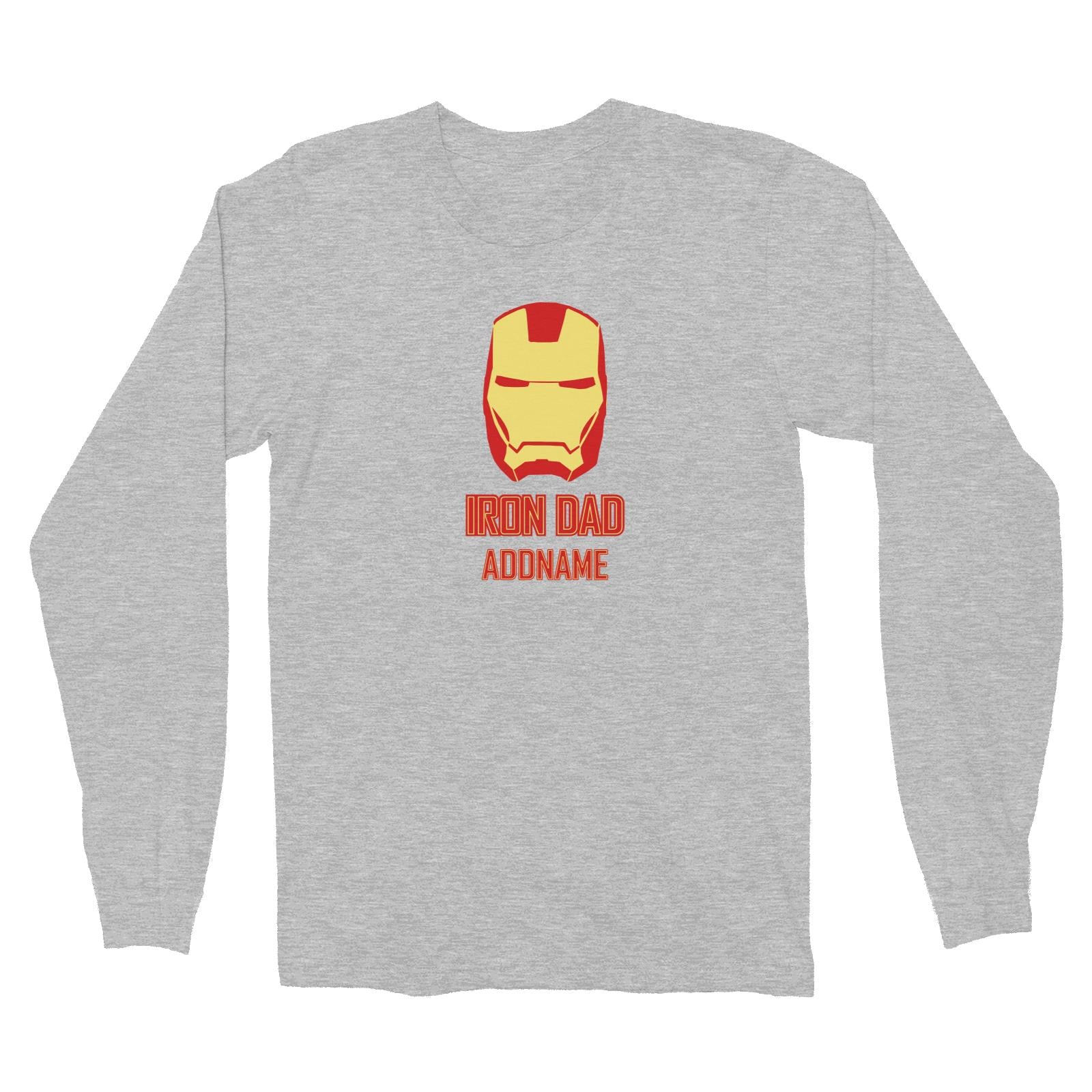 Superhero Iron Dad Addname Long Sleeve Unisex T-Shirt  Matching Family Personalizable Designs