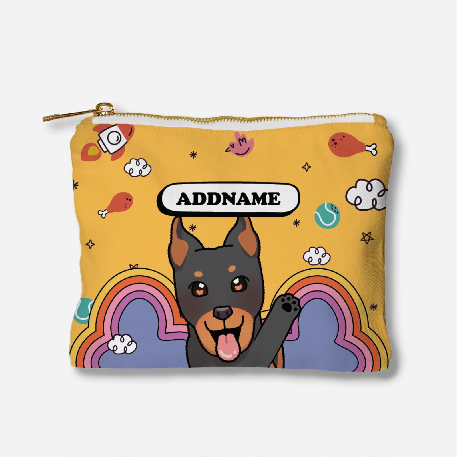 Paw Print Series Full Print Zipper Pouch - Doberman