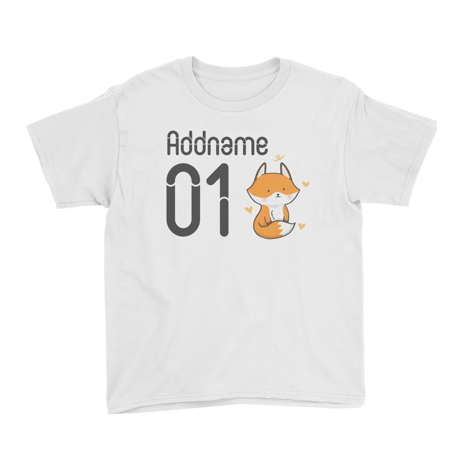 Name and Number Cute Hand Drawn Style Fox Kid's T-Shirt (FLASH DEAL)