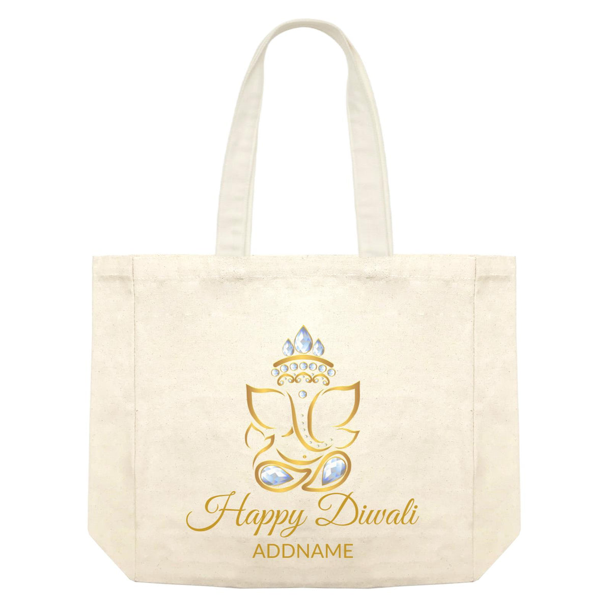 Happy Diwali with Ornamental Ganesha Addname Shopping Bag