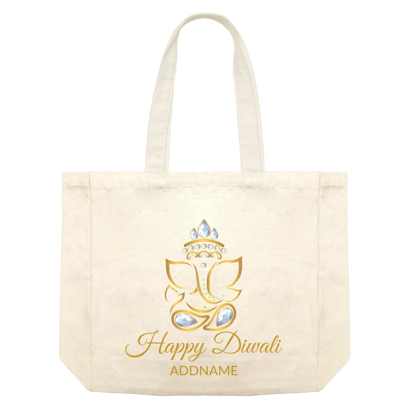 Happy Diwali with Ornamental Ganesha Addname Shopping Bag