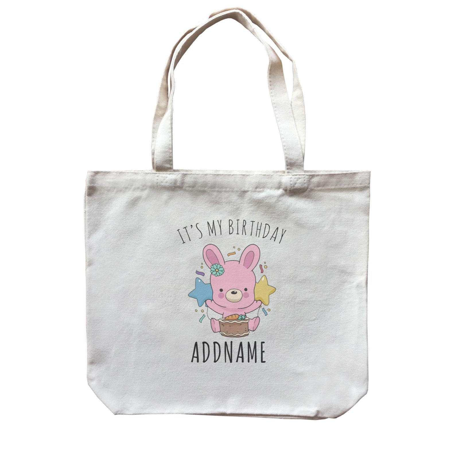 Birthday Sketch Animals Rabbit With Carrot Cake It's My Birthday Addname Canvas Bag