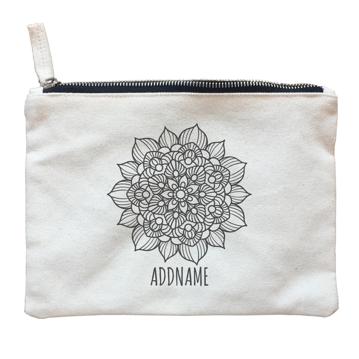Monochrome Mandala 2 Addname Zipper Pouch