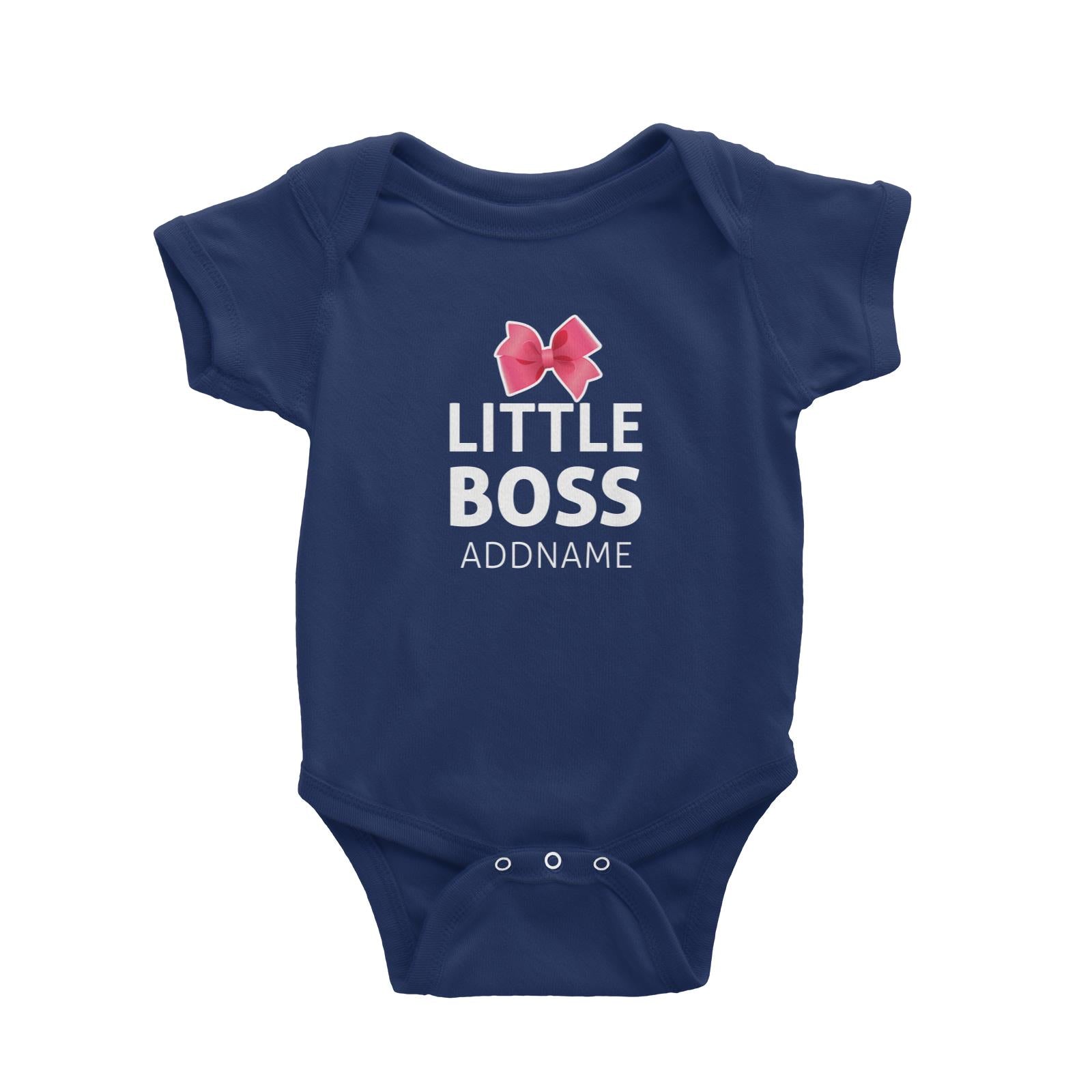 Little Boss With Pink Ribbon Baby Romper
