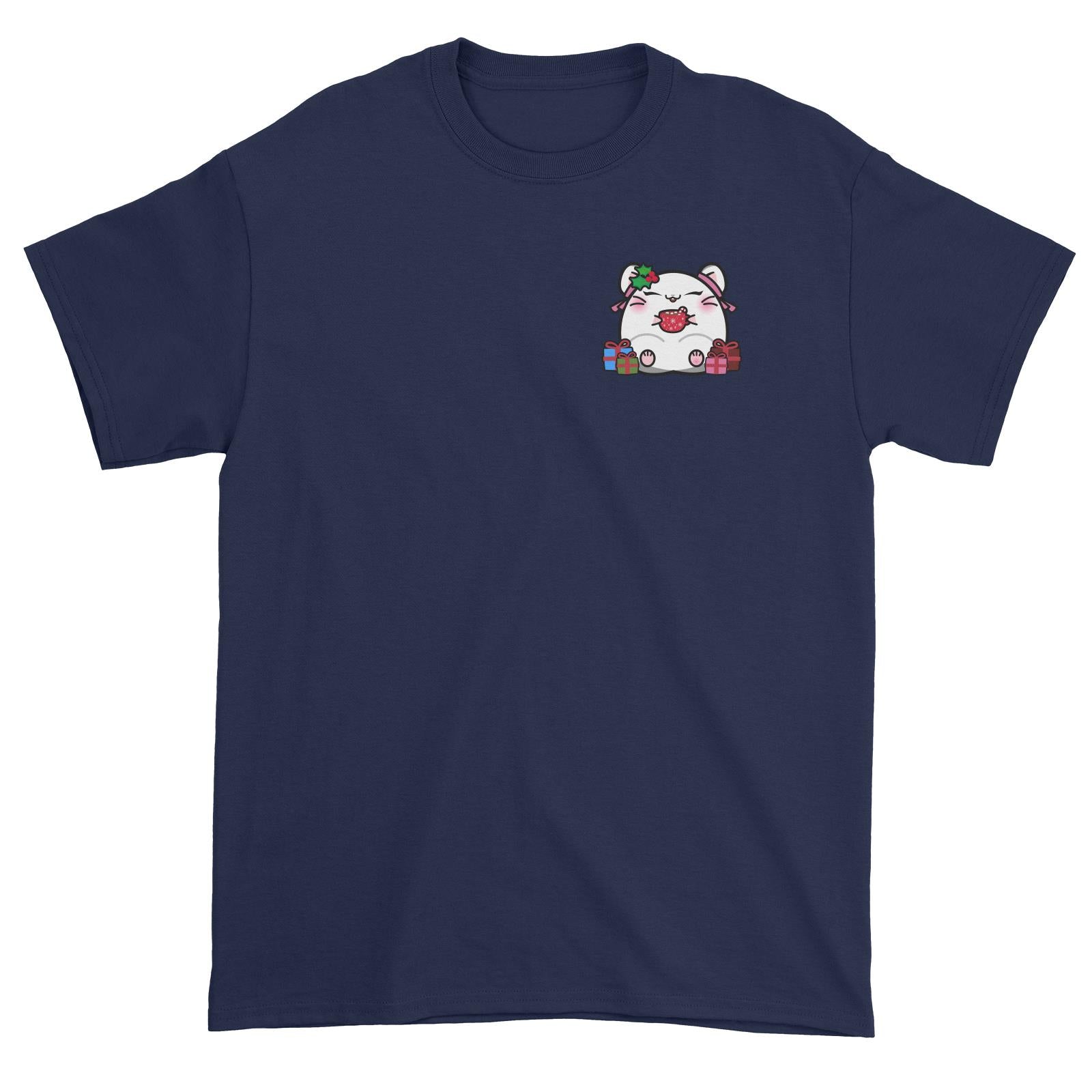 Christmas Cute Santa Hamster Series Mistletoe Girl Hamster with Gifts Unisex T-Shirt