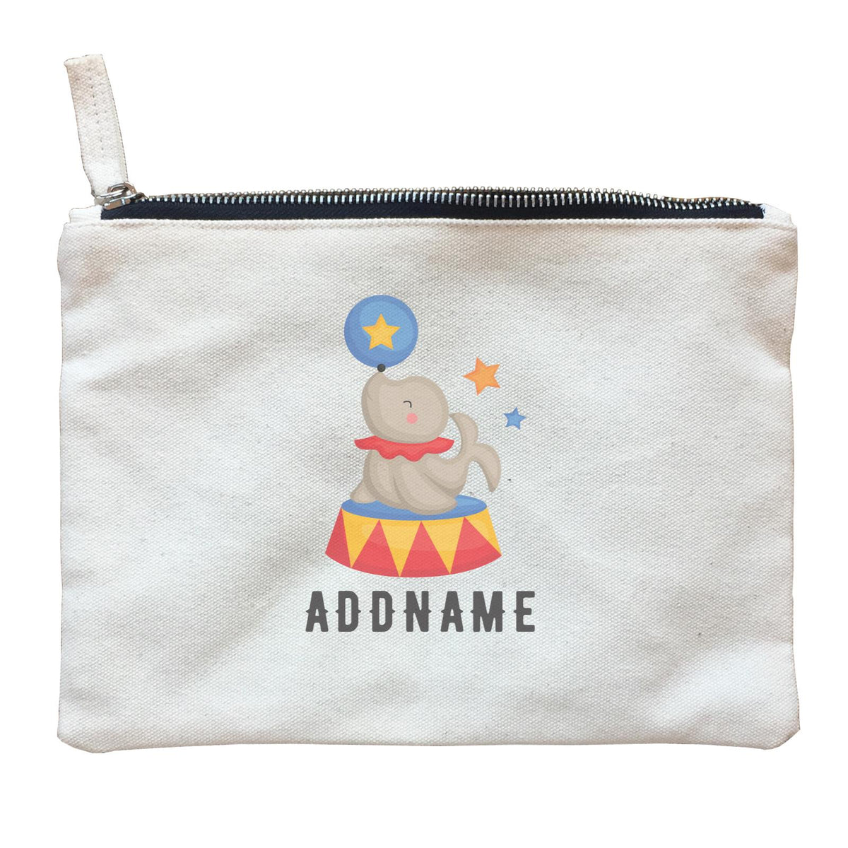 Birthday Circus Seal Playing Ball Addname Zipper Pouch