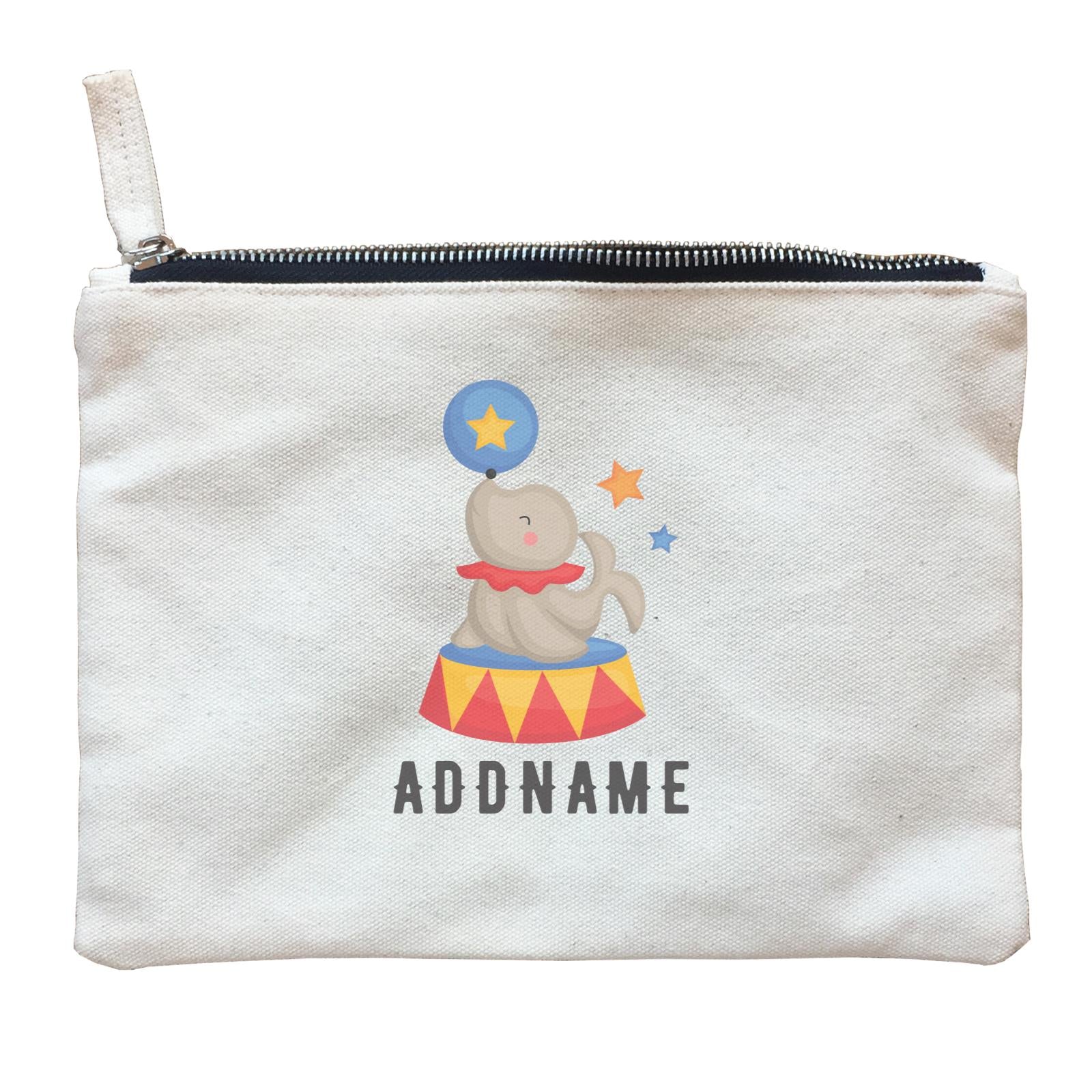 Birthday Circus Seal Playing Ball Addname Zipper Pouch