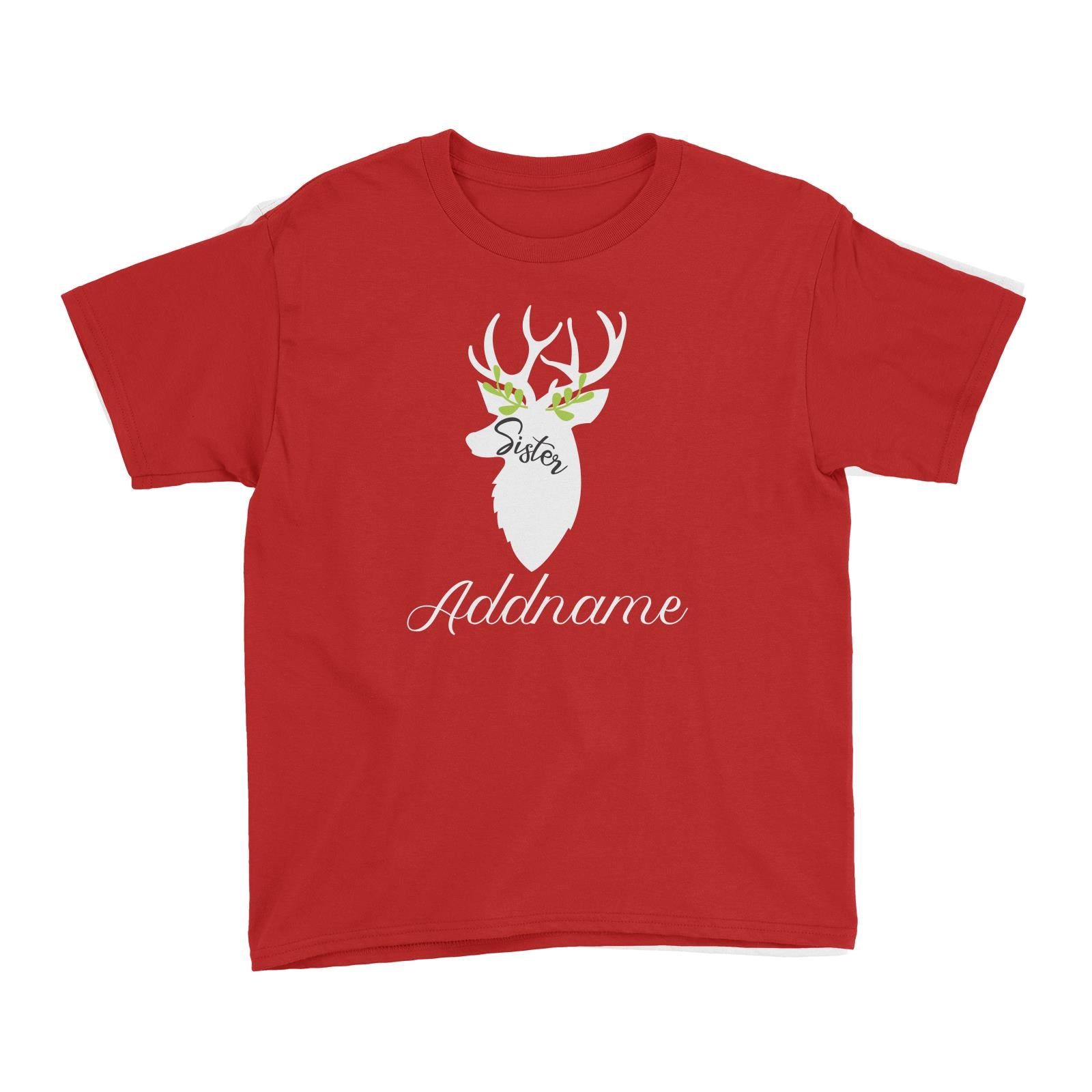 Christmas Series Sister Silhouette Reindeer Kid's T-Shirt