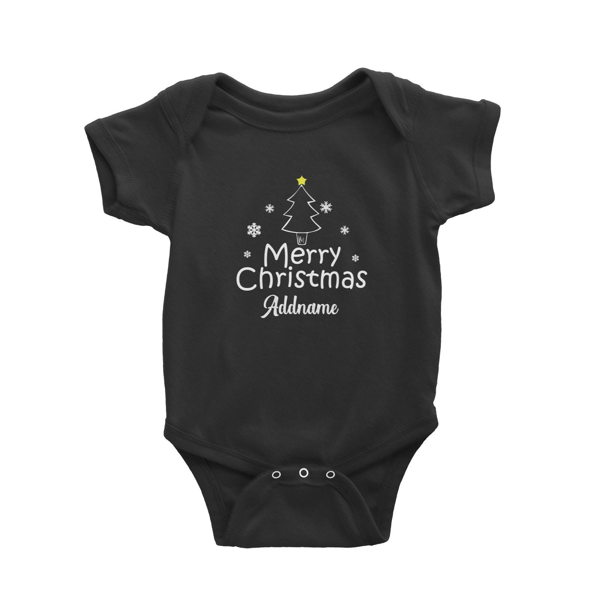Christmas Series Merry Christmas Tree with Snowflakes Baby Romper