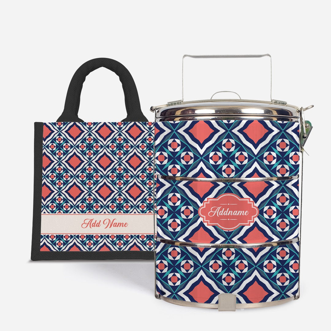 Moroccan Series Standard Tiffin With Half Lining Lunch Bag  - Chihab Black