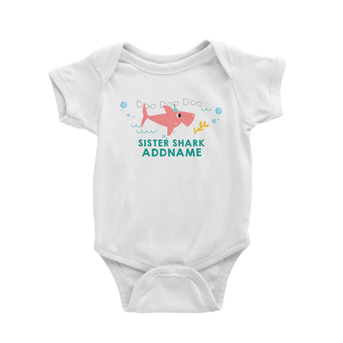 Sister Shark Birthday Theme Addname Baby Romper