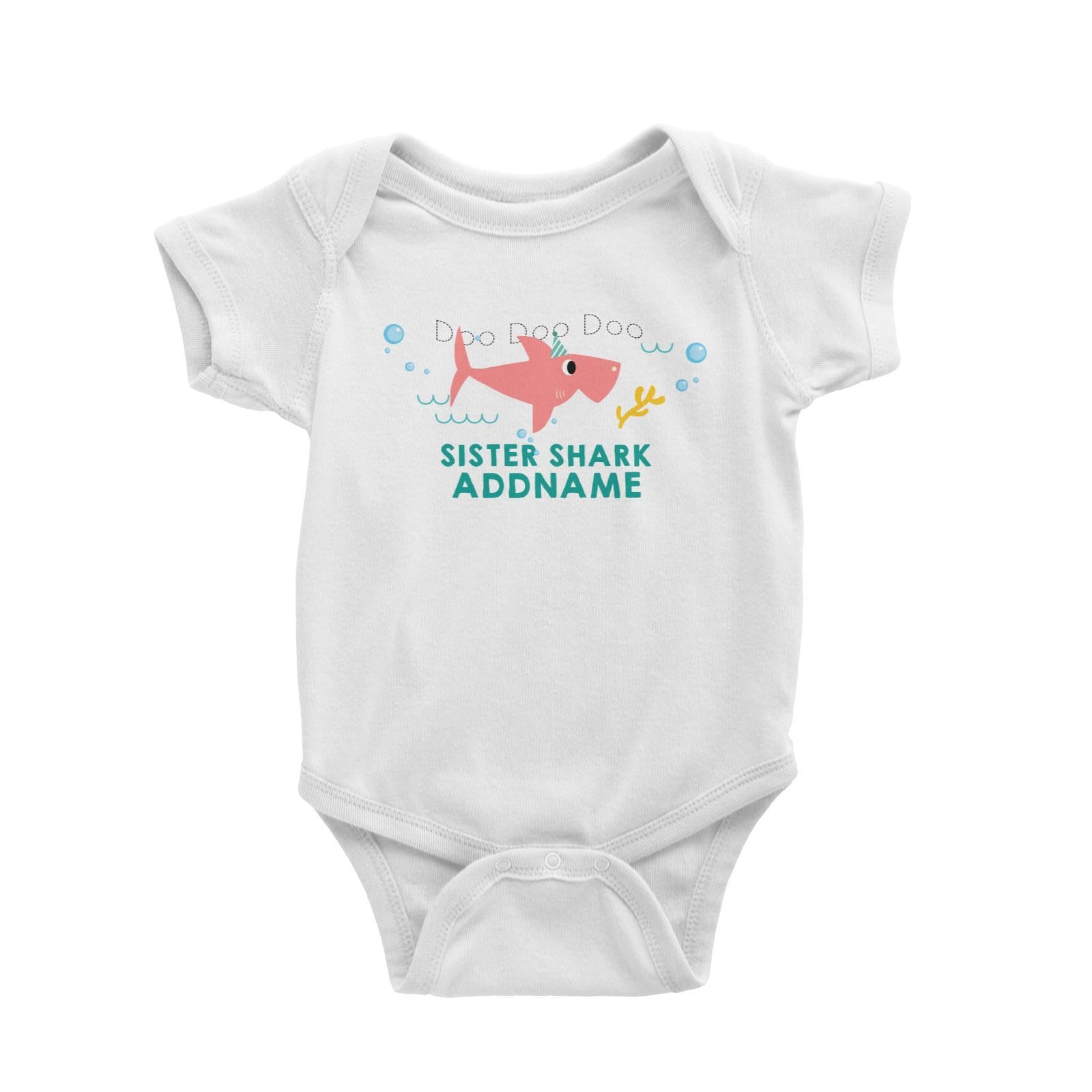 Sister Shark Birthday Theme Addname Baby Romper