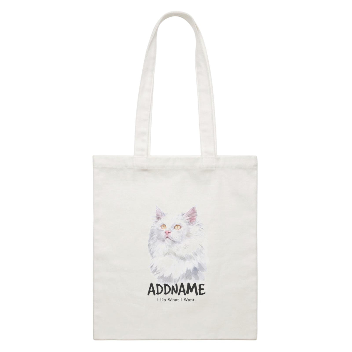 Watercolor Cat Deutsch Langhaar Katzen I Do What I Want Addname White Canvas Bag