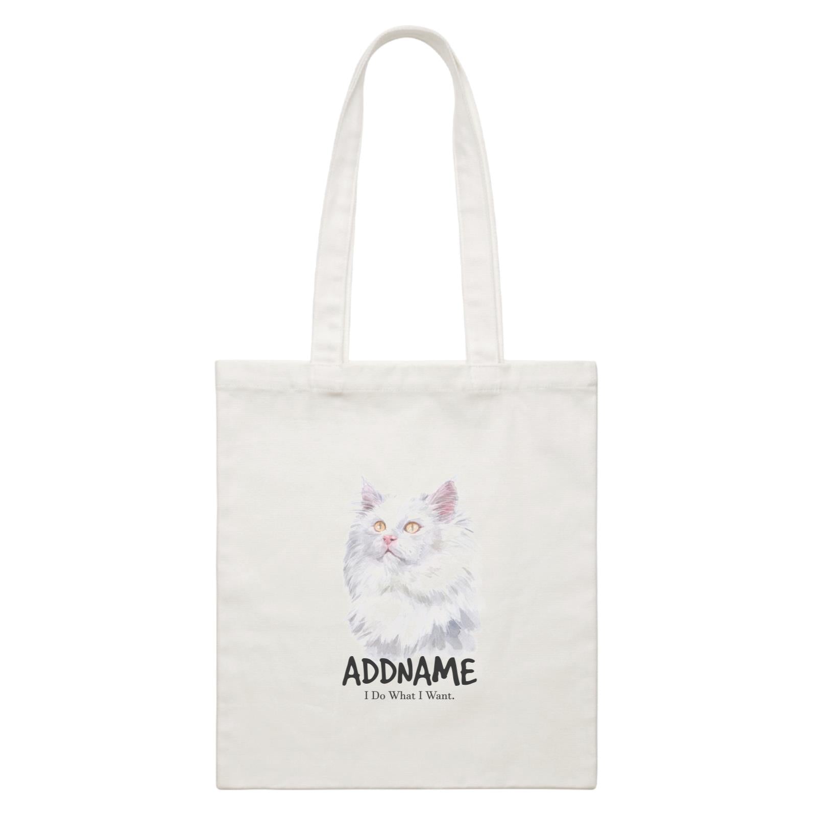 Watercolor Cat Deutsch Langhaar Katzen I Do What I Want Addname White Canvas Bag