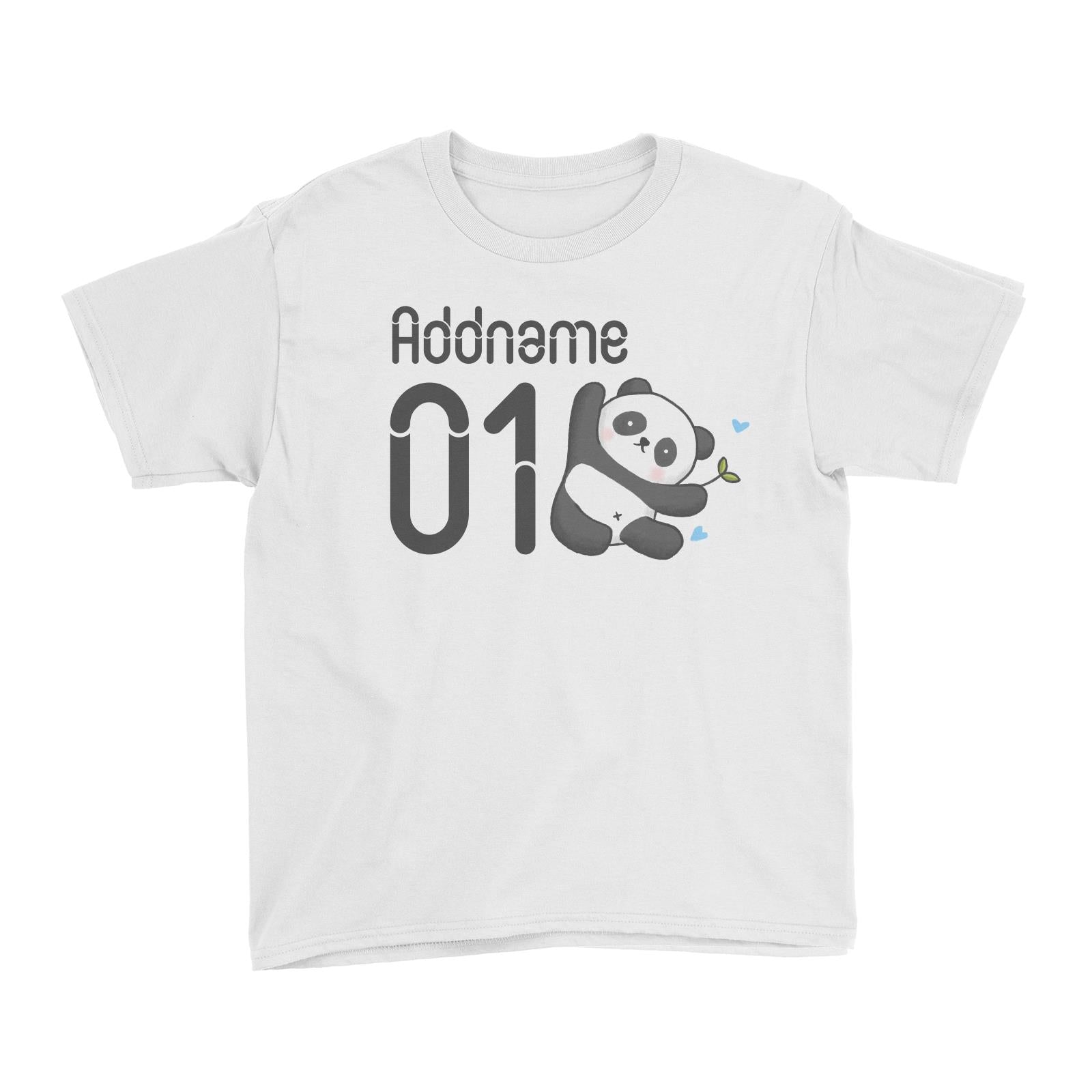Name and Number Cute Hand Drawn Style Panda Kid's T-Shirt (FLASH DEAL)