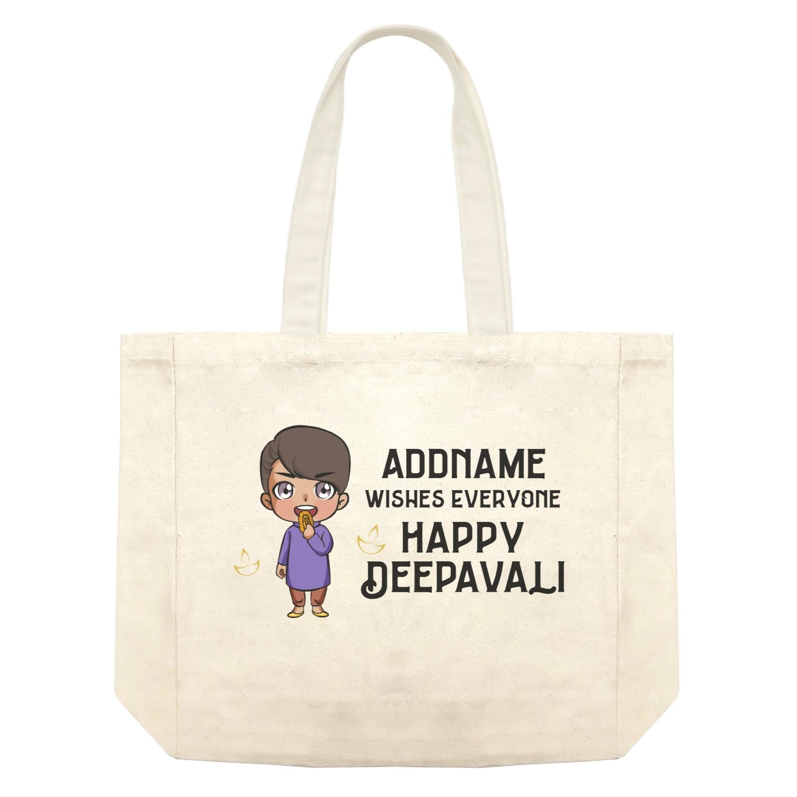 Deepavali Chibi Little Boy Front Addname Wishes Everyone Deepavali Shopping Bag