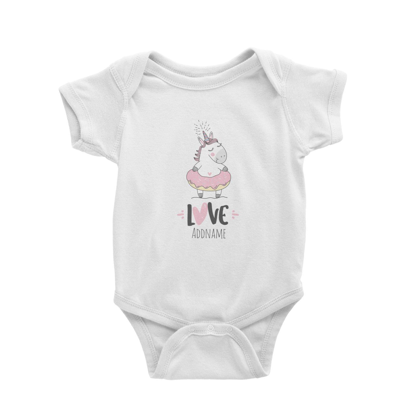 Unicorn Love White Baby Romper Personalizable Designs