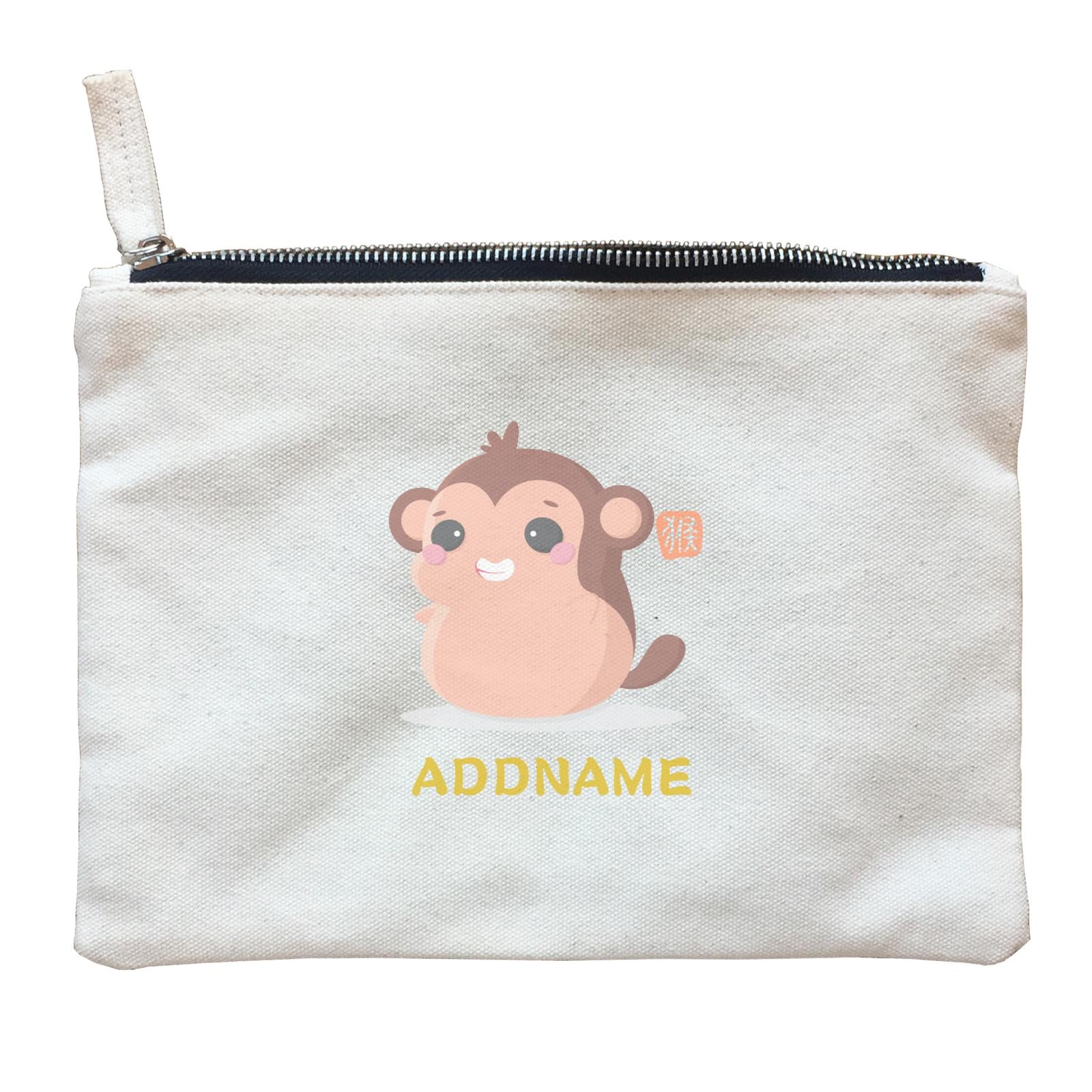 Chinese New Year Cute Twelve Zodiac Animals Monkey Addname Zipper Pouch