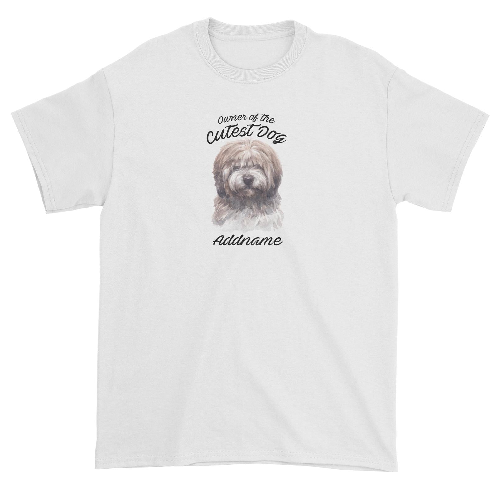 Watercolor Dog Owner Of The Cutest Dog Tibetan Addname Unisex T-Shirt