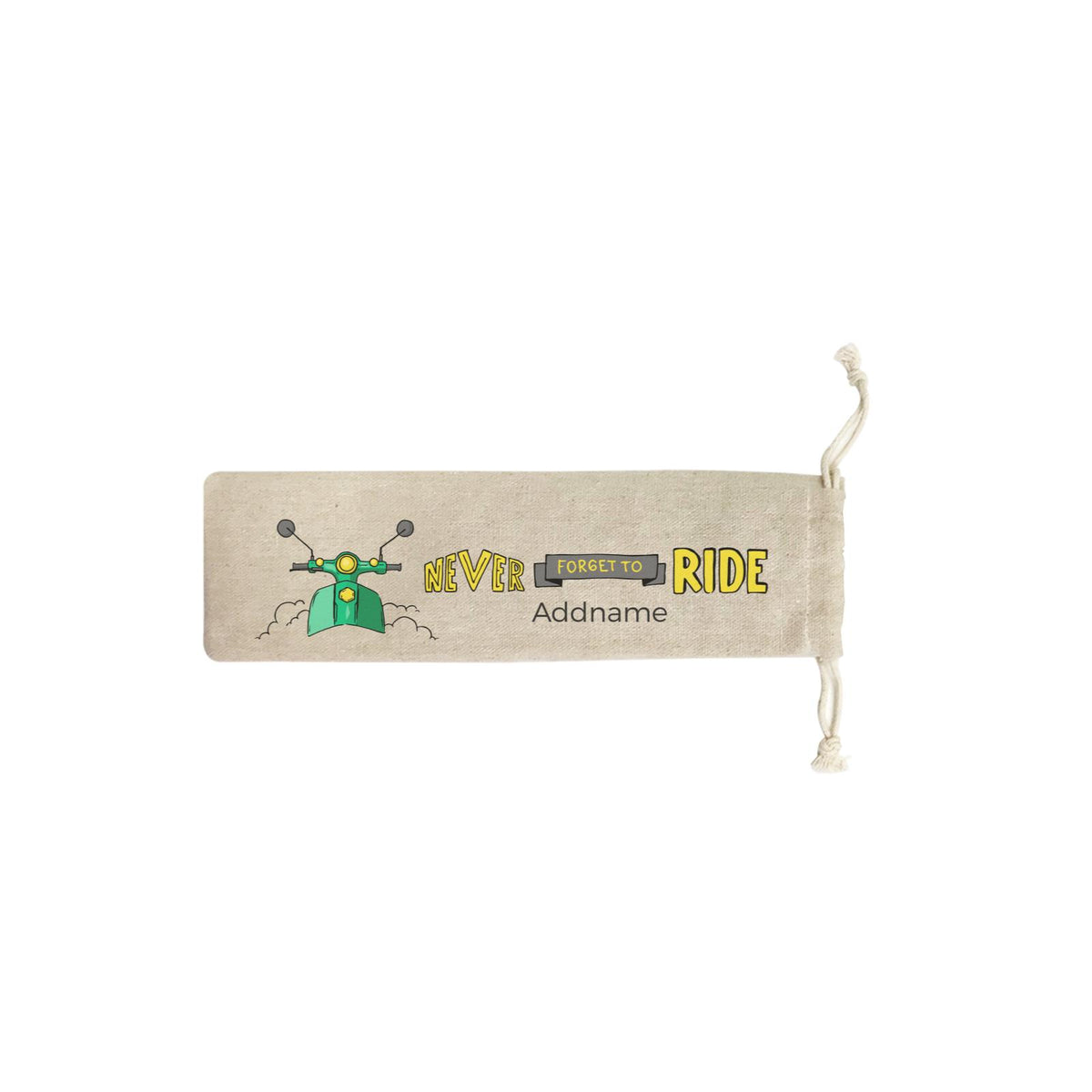 Adventure Quotes Never Forget to Ride with Green Scooter Addname SB Straw Pouch (No Straws included)