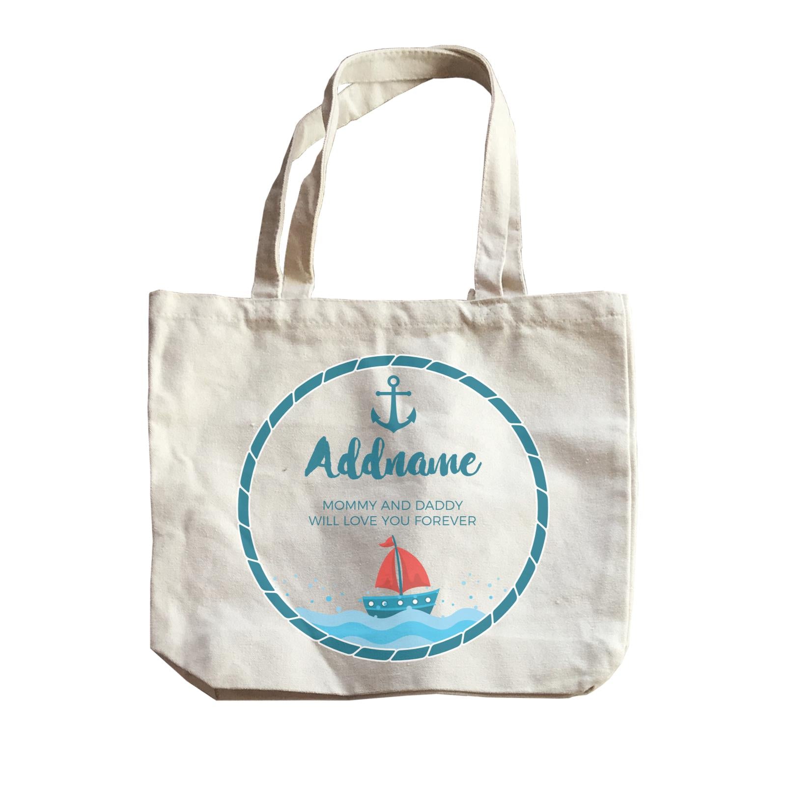 Sailor Emblem with Boat Personalizable with Name and Text Canvas Bag