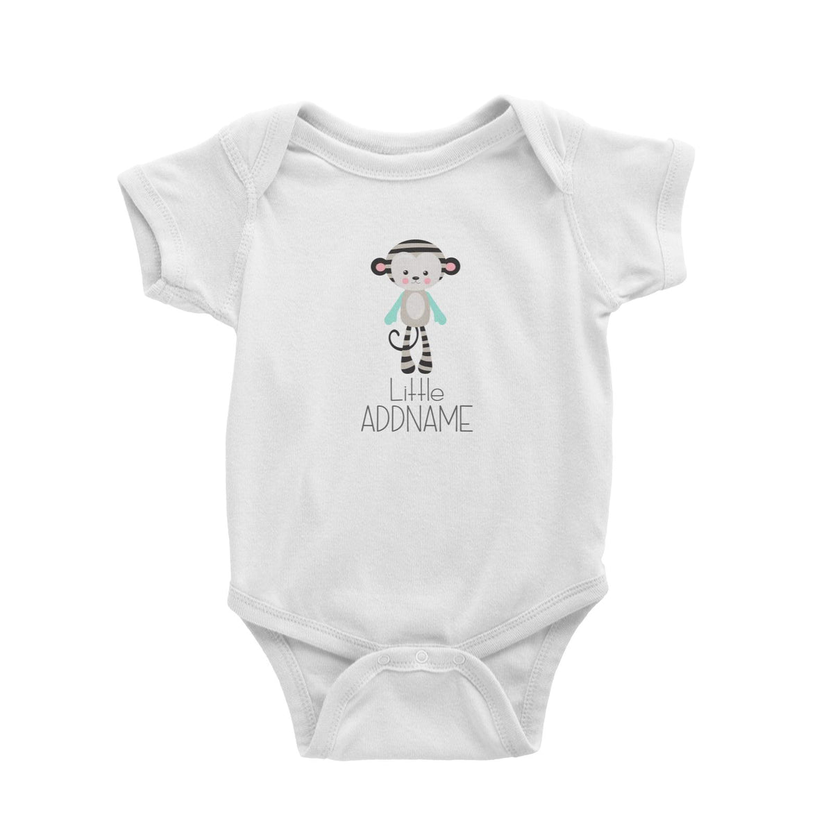 Nursery Animals Little Monkey Addname White Baby Romper