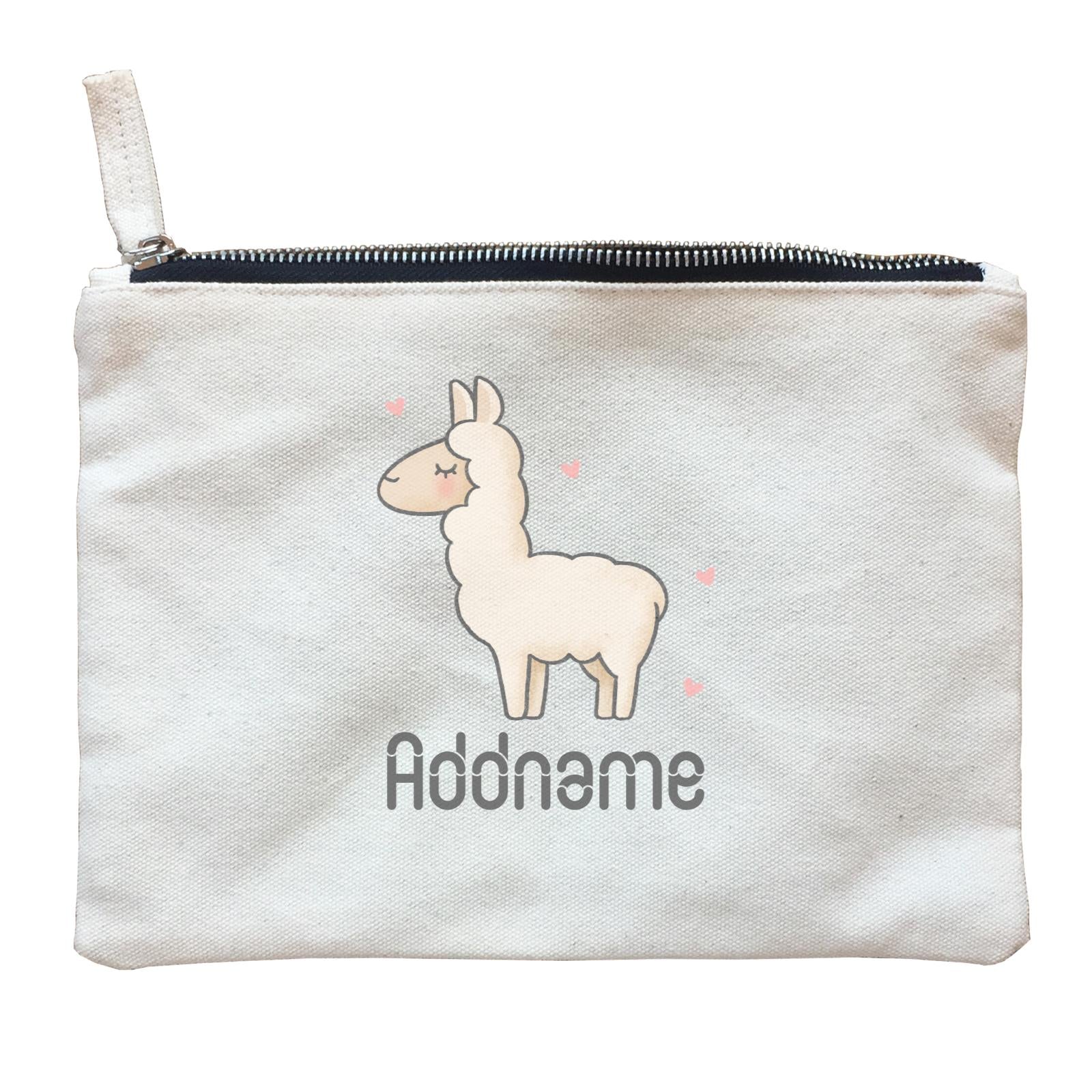 Cute Hand Drawn Style Llama Addname Zipper Pouch