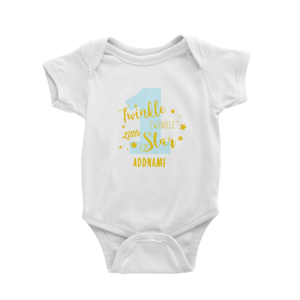 Twinkle Little Star with Blue One Addname Baby Romper Personalizable Designs Basic Newborn