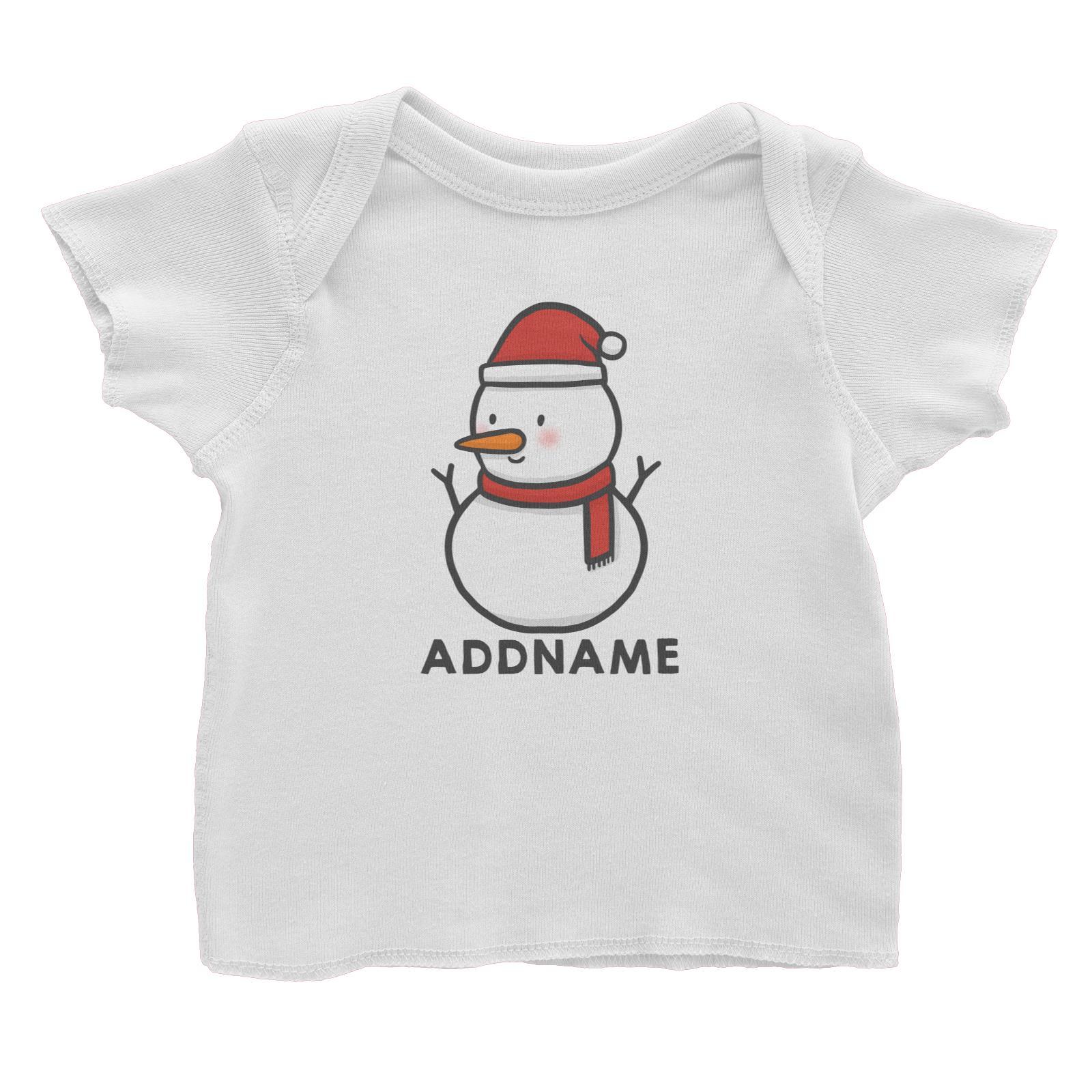 Xmas Cute Snowman Facing Left Addname Baby T-Shirt