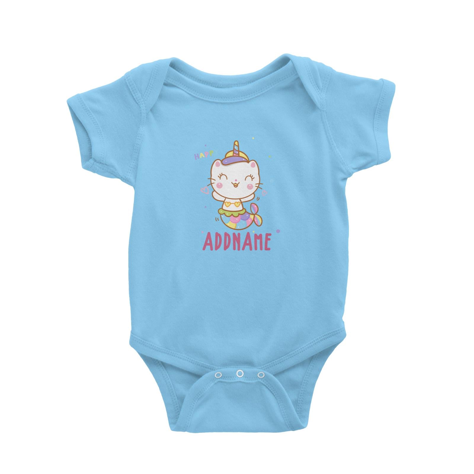 Unicorn And Princess Series Cute Happy Cat Mermaid Addname Baby Romper