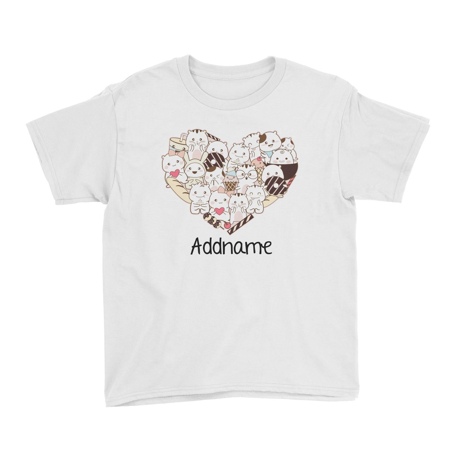 Cute Animals And Friends Series Cute Hamster Group Heart Addname Kid's T-Shirt