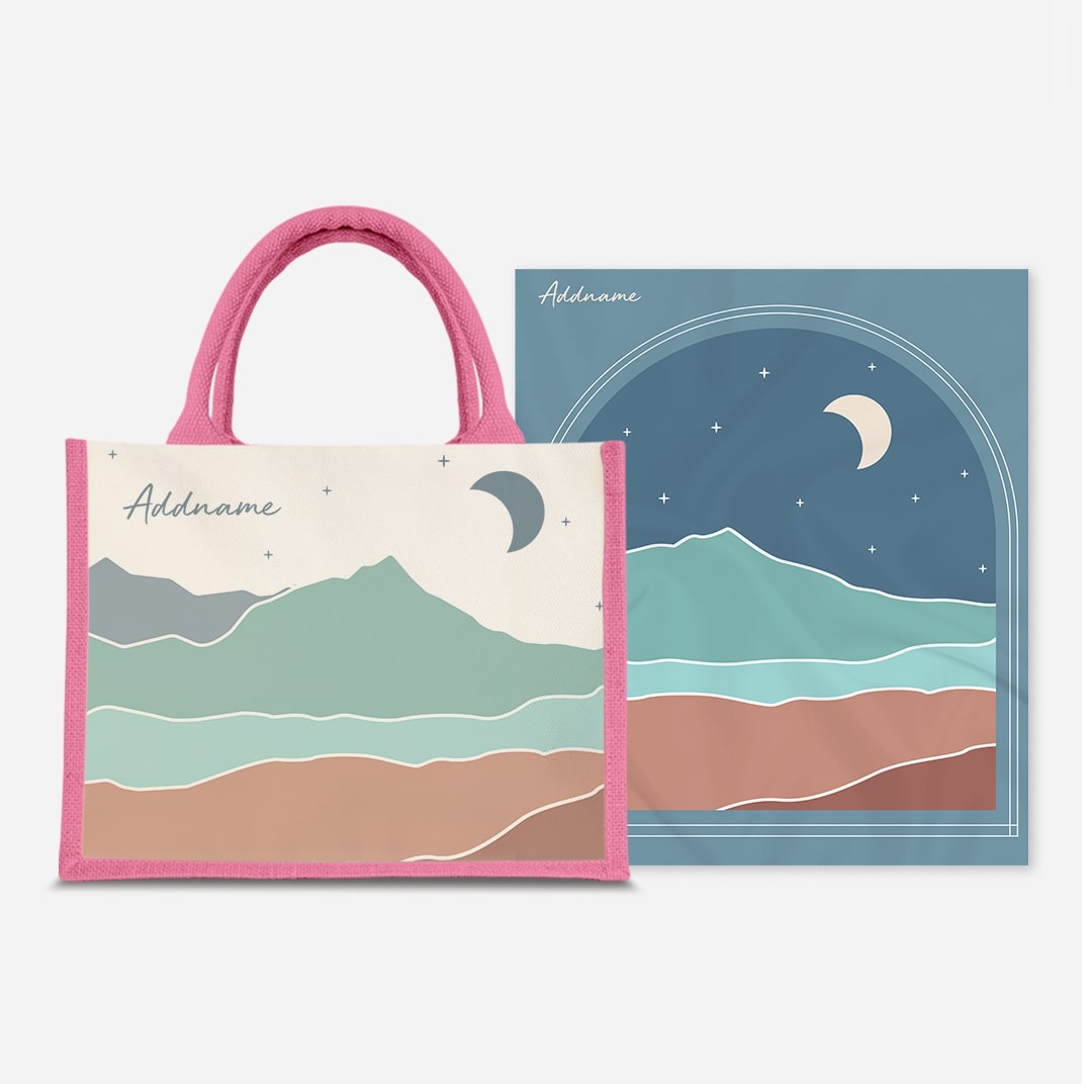 Kaira Series Prayer Mat with Half Lining Small Jute Bag-Azraq