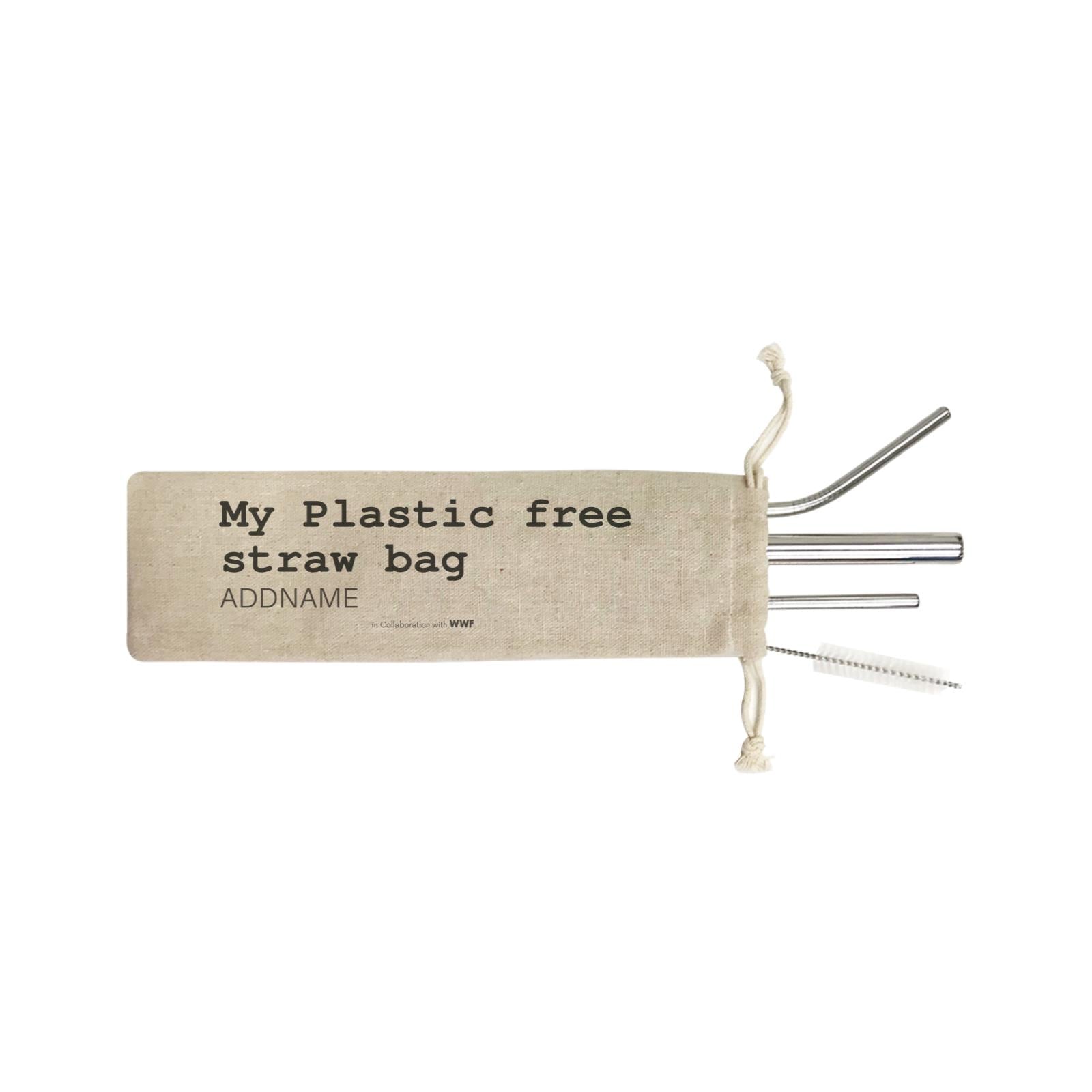 My Plastic Free Straw Bag Addname SB 4-In-1 Stainless Steel Straw Set in Satchel