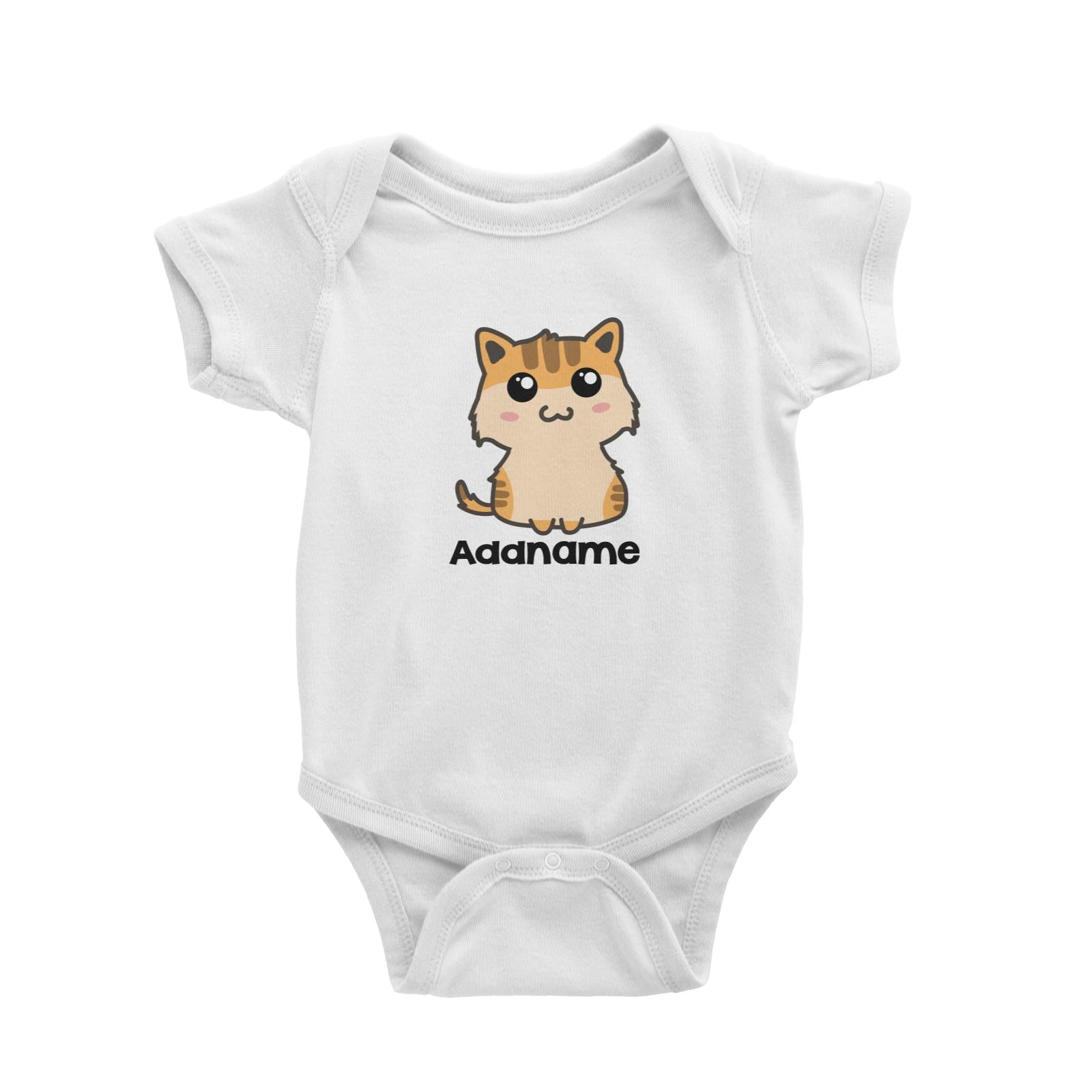 Drawn Adorable Cats Cream & Yellow Addname Baby Romper