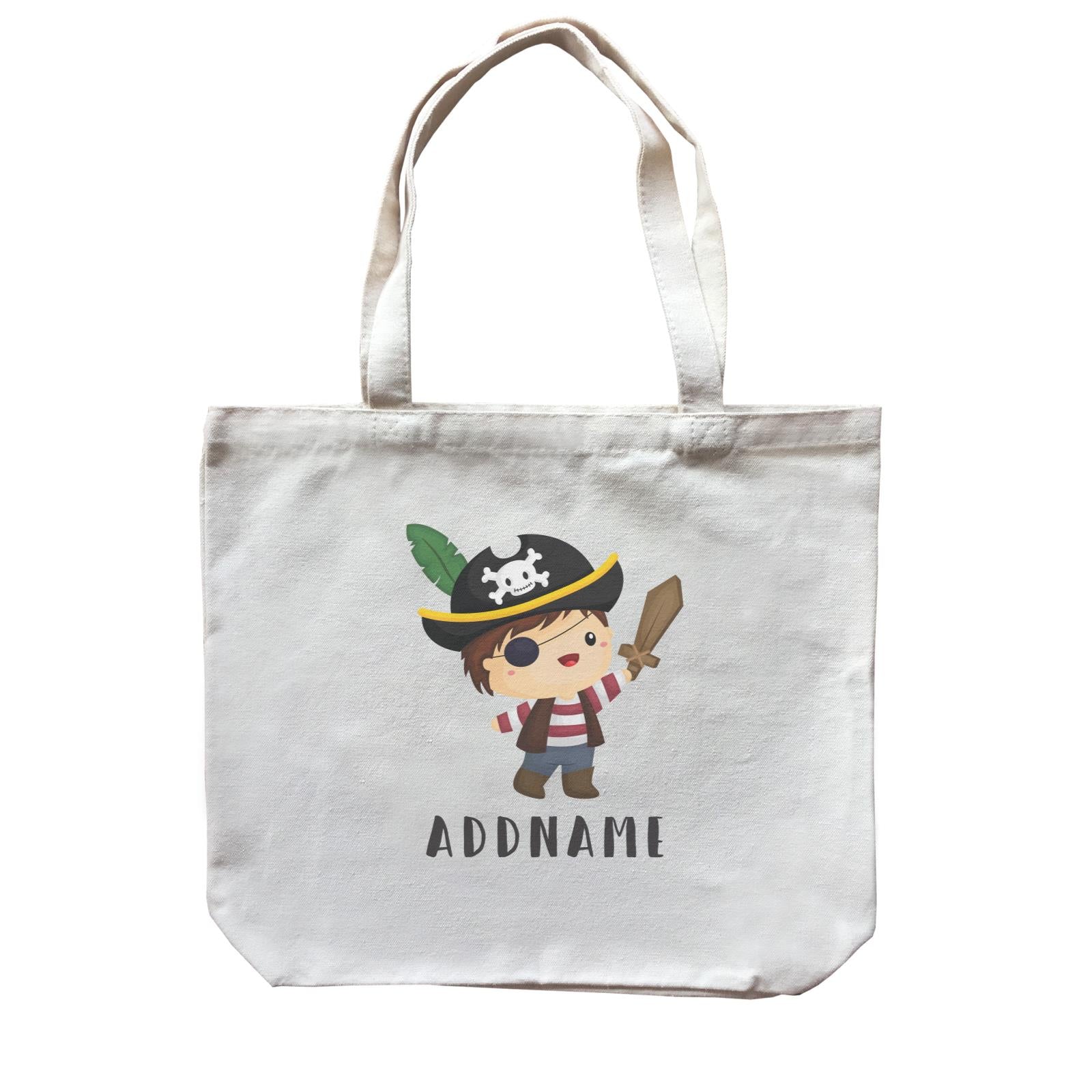 Birthday Pirate Captain Boy Playing Wodden Sword Addname Canvas Bag