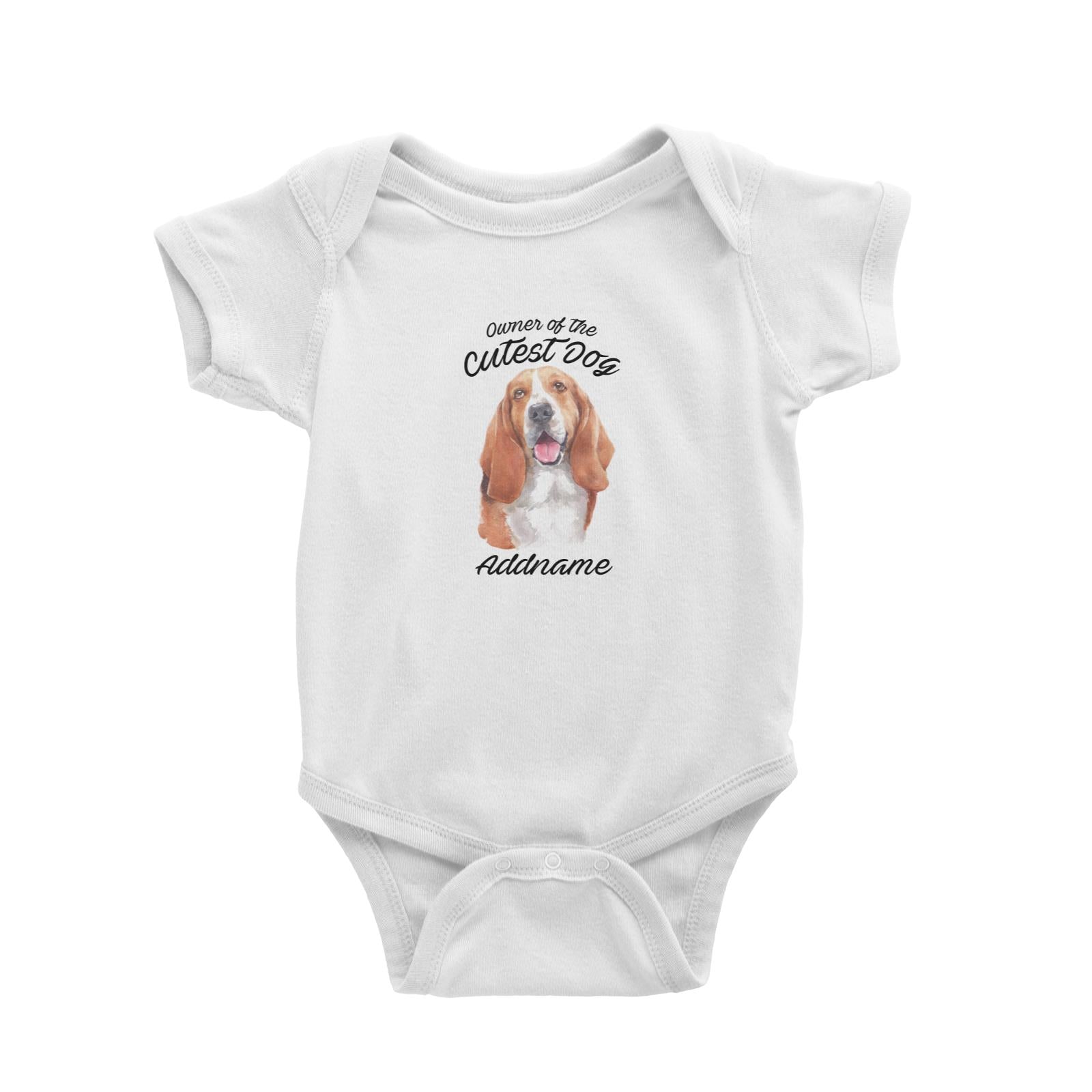 Watercolor Dog Owner Of The Cutest Dog Basset Hound Addname Baby Romper