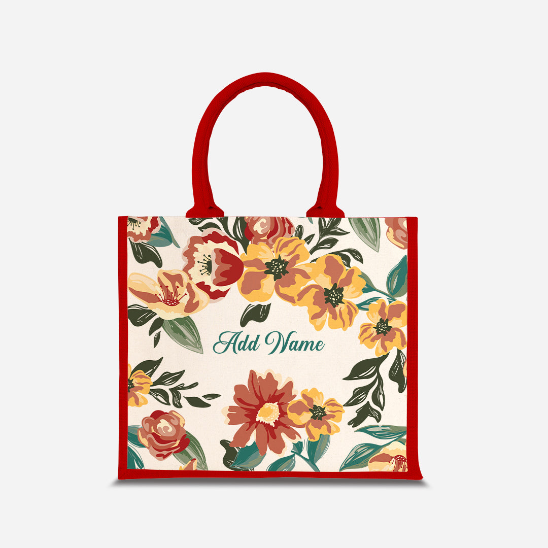 Deborah Series Half Lining Jute Bag - Taupe Red