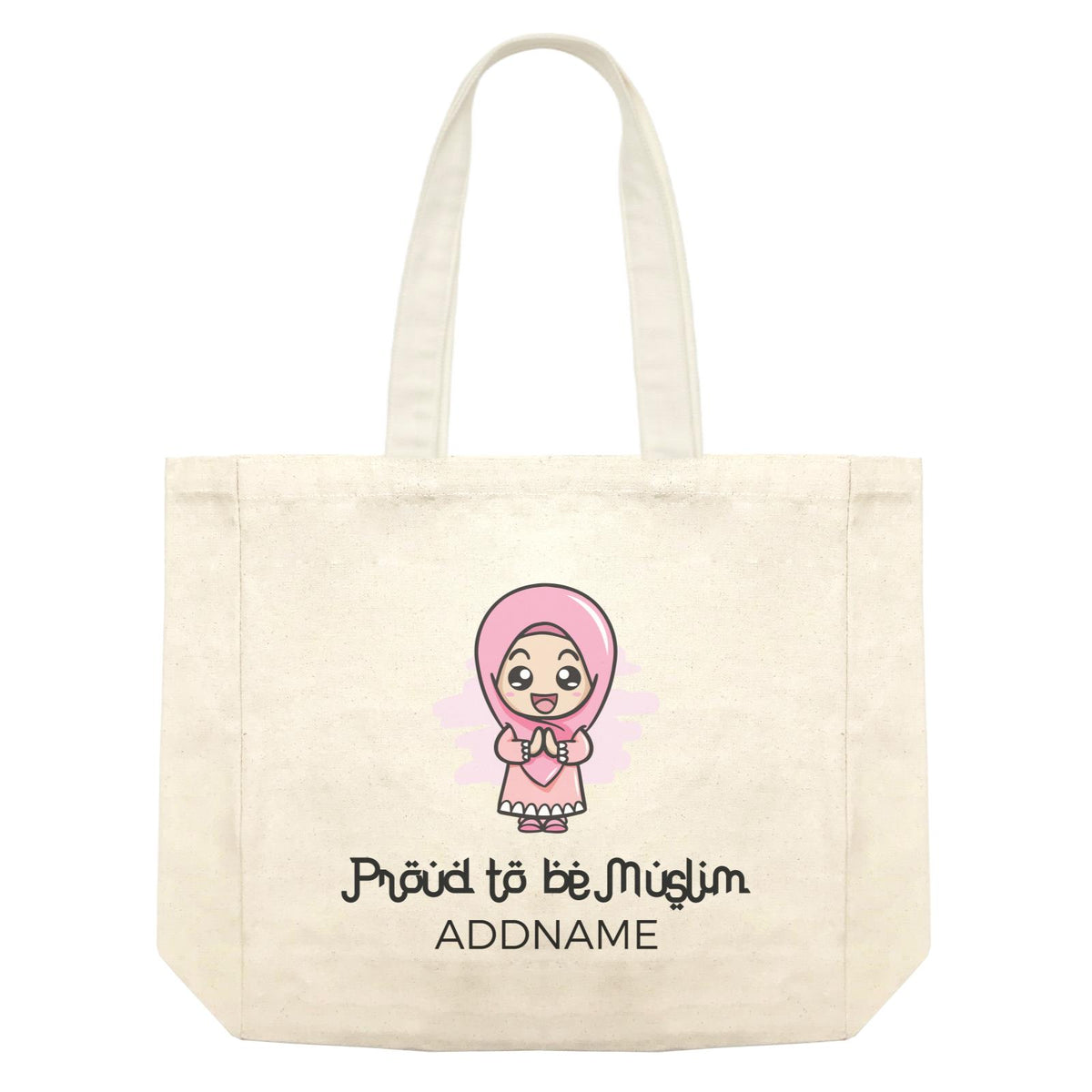 Proud To Be Muslim Happy Little Girl Addname Shopping Bag