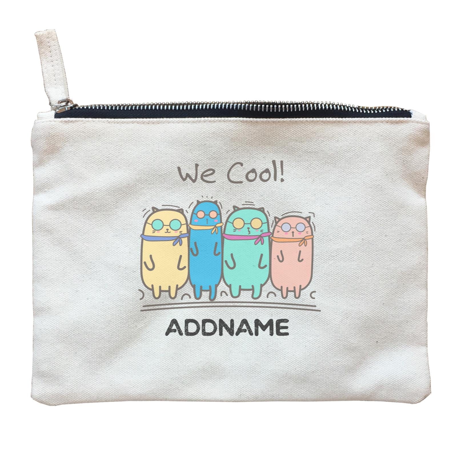 Cute Animals And Friends Series Cool Cats Group With Sunglasses Addname Zipper Pouch