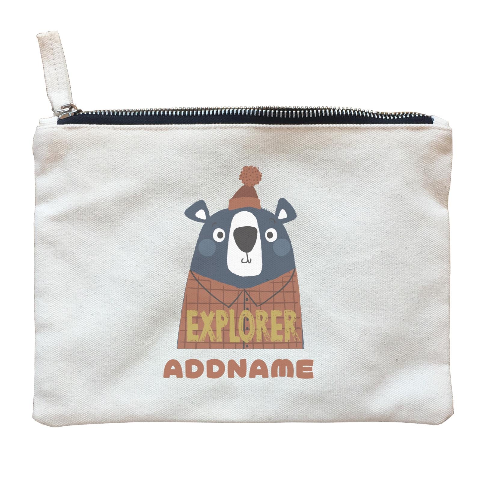 Explorer Bear in Pajamas Addname Zipper Pouch