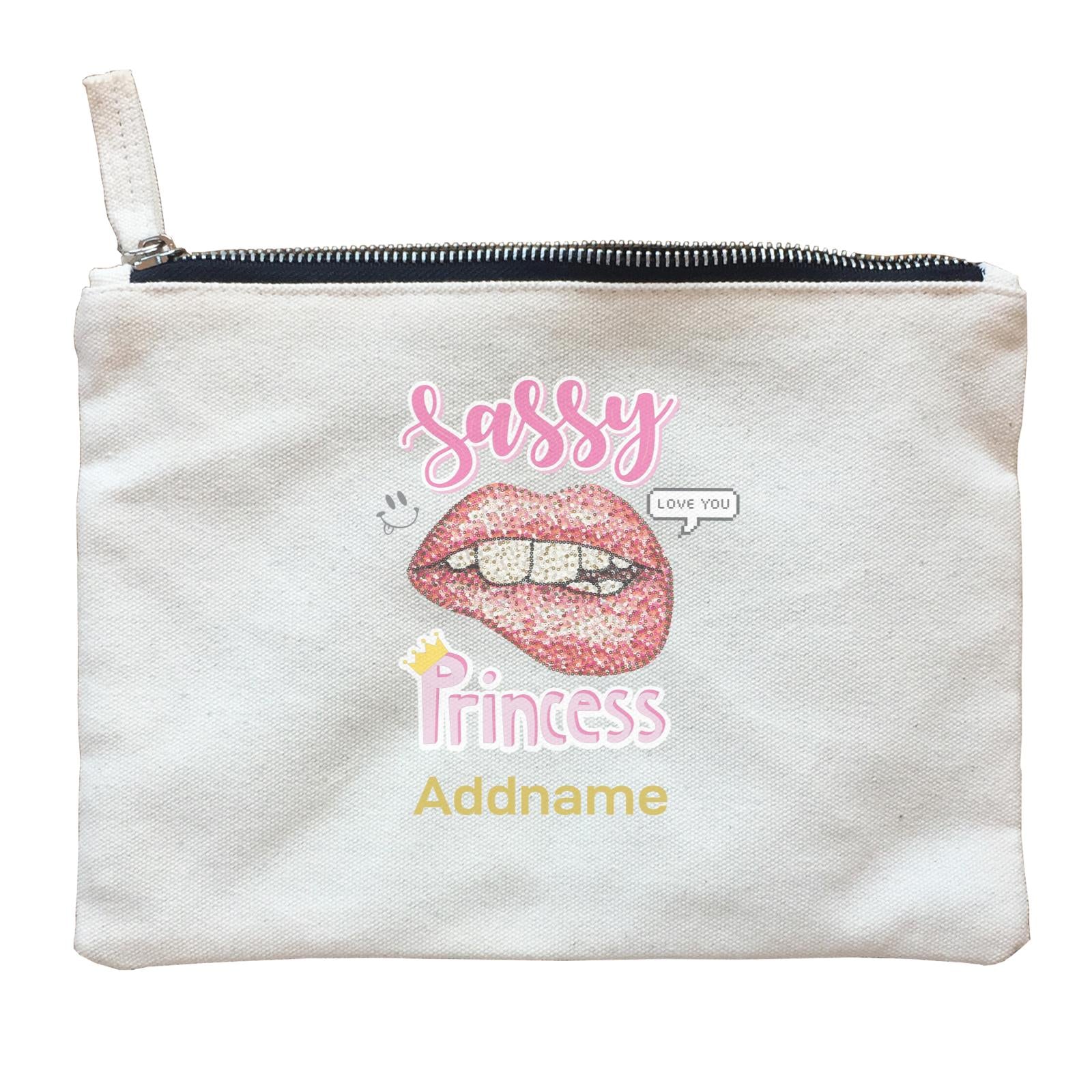 Red Lips Sassy Princess With Addname Zipper Pouch