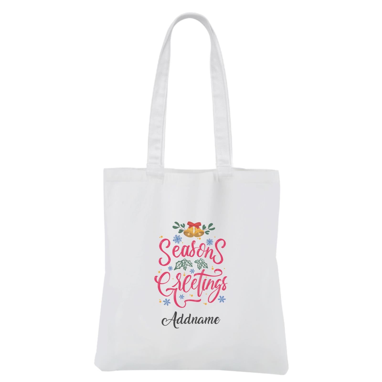 Christmas Series Season's Greetings White Canvas Bag